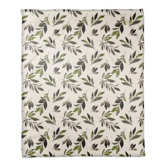 Watercolor Leaves Pattern 50" x 60" Coral Fleece Blanket